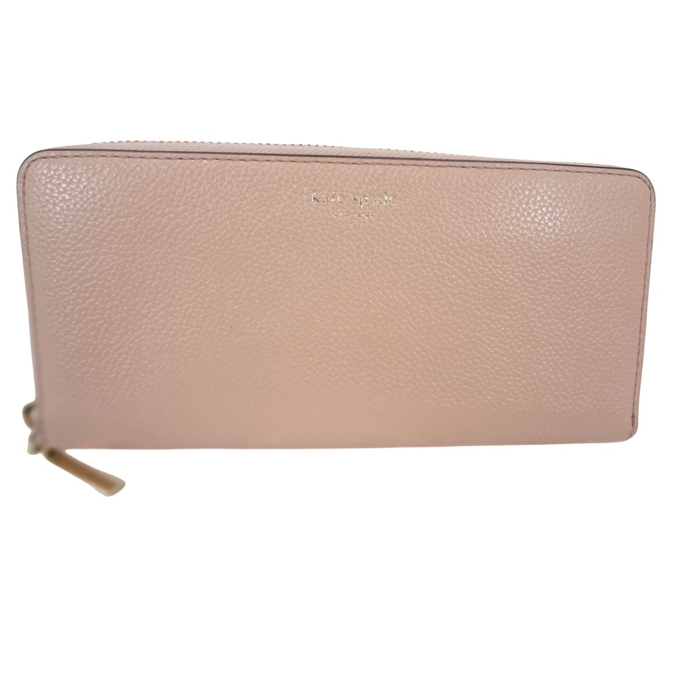 Kate Spade Zip Around Wallet Large Pink Excellent Pebbled Leather Continental